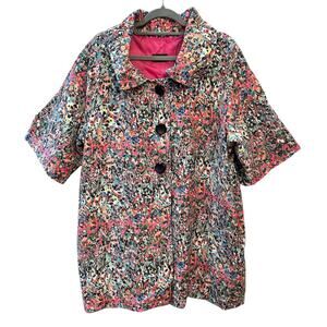 Colorful Abstract Print 3/4 Bell-Sleeve Jacket – ISLE by Melis‎ Kozan Design